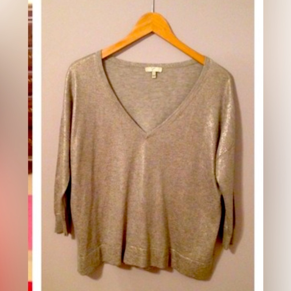 Joie Silver Glitter Sweater Shoulder‎ Pad Square Shoulder Size Medium